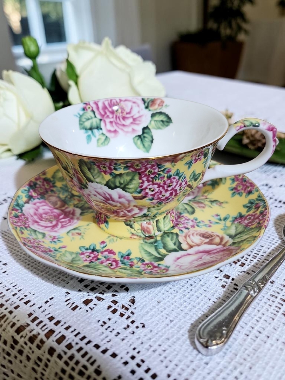 Floral China Teacup and Saucer